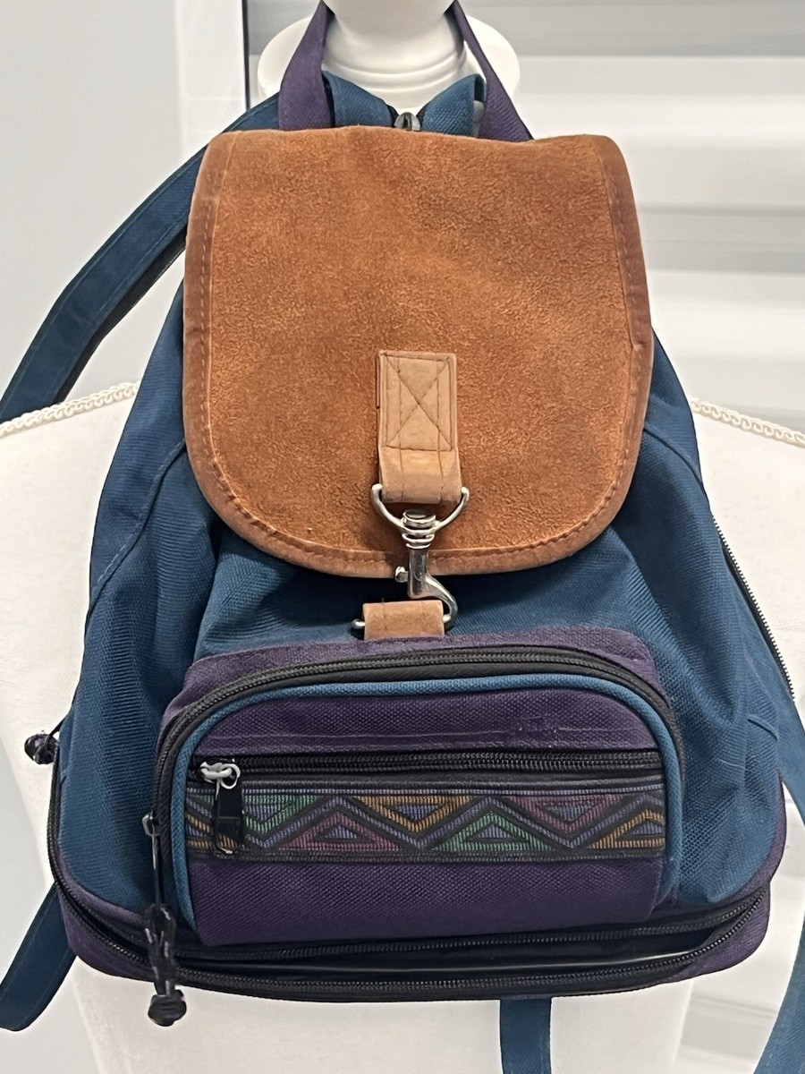 90s Mini Backpack Purse Vintage 90s Mini Style Backpack/Purse Aztec Grunge  Purple Mirror