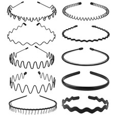Metal Headbands for Men Fashion Head Band for Women, Wavy Headband C-New 10pcs