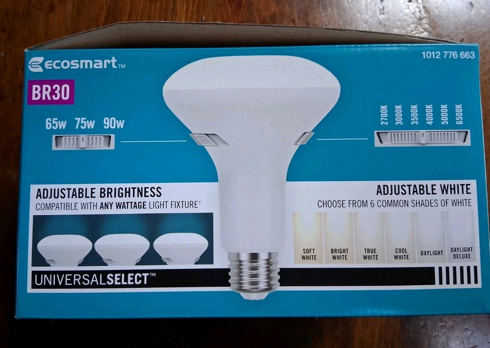 6Pack Ecosmart Br30 Universal Select Flood Light Bulbs 65w/75w/90w Adjustable - Image 3 of 4