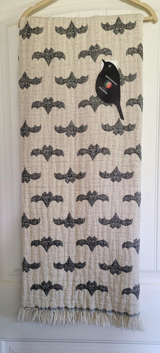 Oversized Reversible Throw Blanket Flying Bats Piscatextil Made in