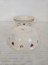 4 Corelle Hometown Red Hearts & Cherries 6 1/4" Cereal Soup Bowls FREE SHIPPING