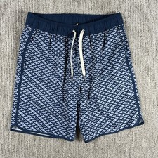 Fair Harbor Swim Trunks Shorts Mens Small Blue Geometric Lined Bathing Suit