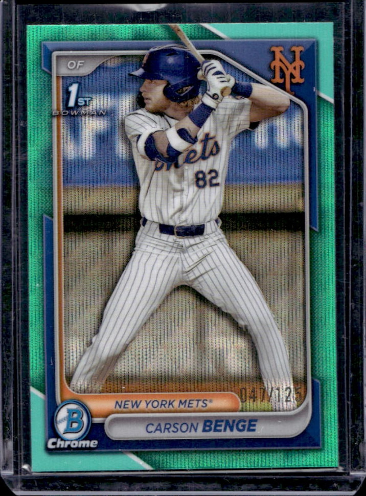 2024 Bowman Draft Carson Benge Chrome Aqua Wave Refractor 1st #47/125