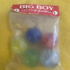 Vintage Marble King Big Boy Cat's Eyes Marbles 60's 10 Cent Sealed Glass Set NOS