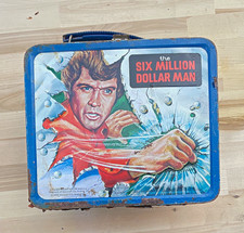 The Six Million Dollar Man Blue Metal Lunchbox & Matching Thermos Set