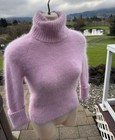GUESS Collection VTG Fluffy Pink Angora Turtleneck Sweater RUNS S  XS Barbiecore