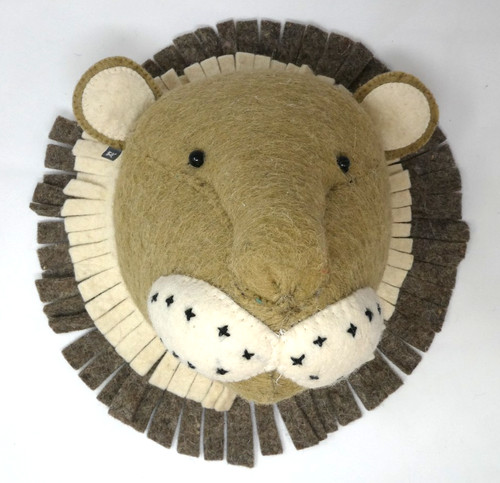 Fiona Walker England Lion Lioness Head Wool Nursery Hanging Jungle Zoo LARGE 10"