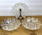 Vintage Federal Glass Petal Pattern Bowls Set 3 Clear Pressed Glass 5.75”