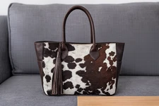 Western Cowhide Tote Bag Cow Hide Hair on Shoulder Bag Exotic Fur Handbag Purse