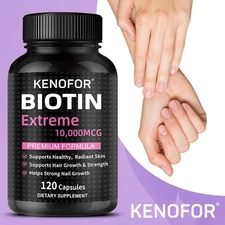 Biotin 10000 Mcg Maximum Strength Capsules Supplement Hair Growth Radiant Skin