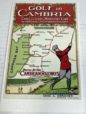 Postcard Cambrian Railways Advert Golf in Cumbria