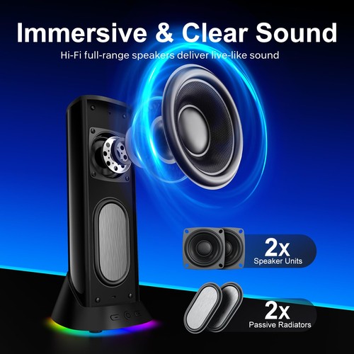 Nylavee Altoparlanti per Computer - Altoparlanti per PC Stereo Hi-Fi con 9 Modalità di Illuminazione LED... - Foto 2 di 7
