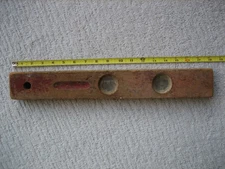 Vintage Wooden Primitive Red Painted 3 Bubble 18" Level