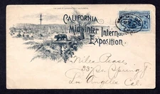 US 1893 ADVERTISING CALIFORNIA MIDWINTER INTERNATIONAL EXPOSITION COVER