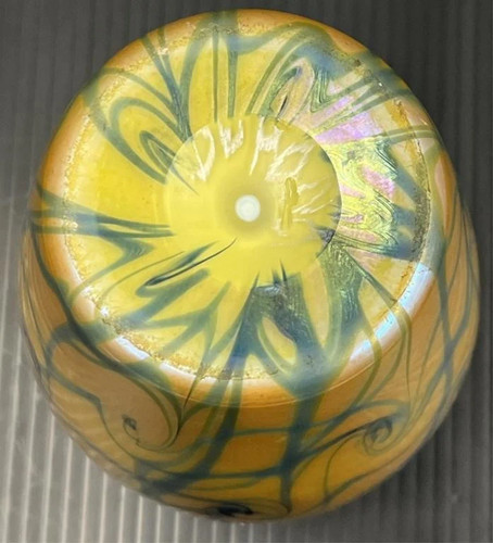 Durand Art Vaso Iridescente in Vetro 7" | Oro Iridescente con Traino Blu-Verde - Foto 3 di 3