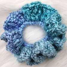 Handmade Large Textured Crocheted Scrunchies Ponytail Holder Hair Tie - New