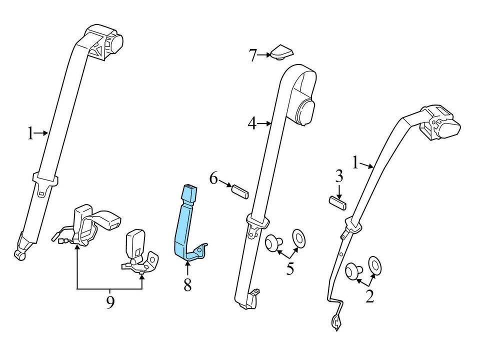 BMW 328D 2014-2018 - Hebilla/receptor de cinturón de seguridad central trasero 7259397 Foto 3 de 4