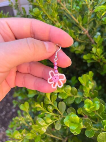 Earrings Handmade Lace Crochet Flowers Spring Women Girl Mother’s Day Gift 1'' - Foto 1 di 2