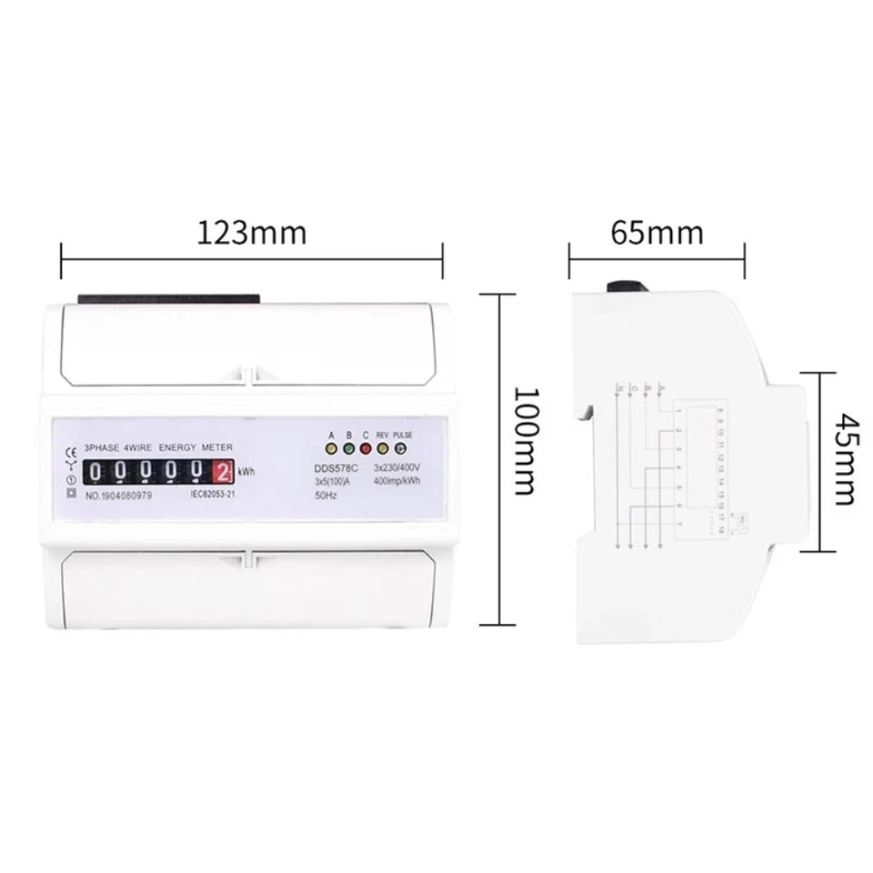 DDS578C Three-phase Counter Display Household 380V Rail-type Watt-hour Meter - Image 2 of 4