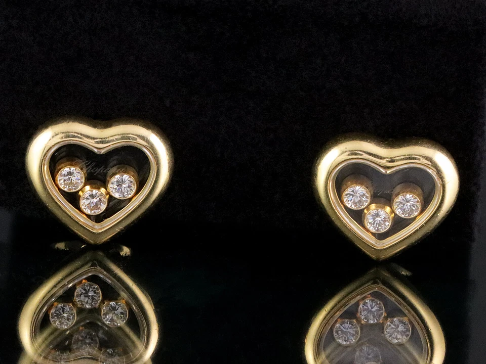 Chopard Happy Diamonds Herz Ohrstecker ca. 0,34ct 750/- Gelbgold - Bild 3 von 4