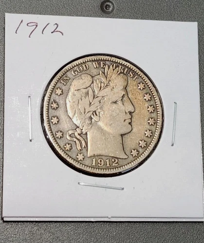 1912 Barber Half Dollar - Higher Grade - Poss. Old Cleaning - Nice Toning