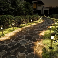 TRY ME✅16pcs Solar Outdoor Lights Pathway Stainless Steel  Waterproof Warm White