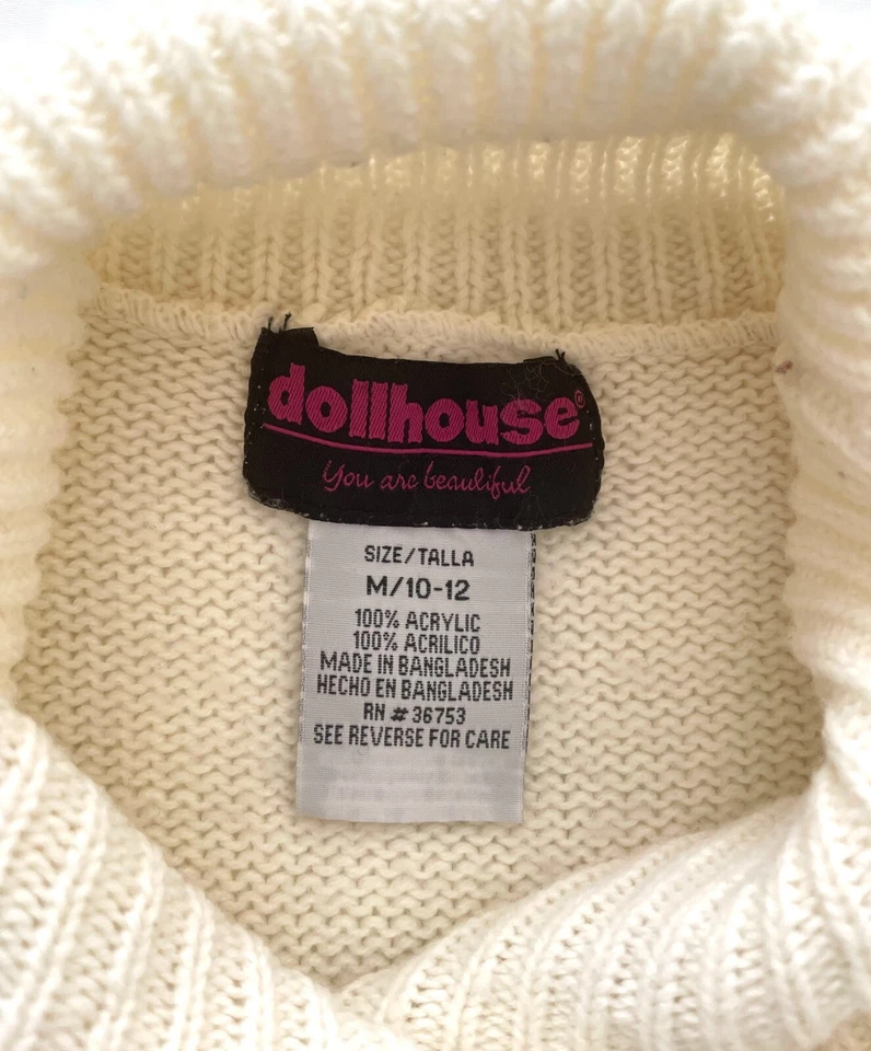 Vestido informal de punto blanco para niñas Dollhouse talla M 10-12 Foto 2 de 3