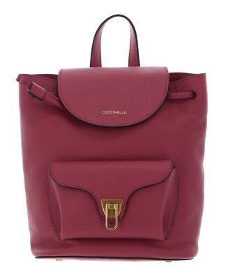 COCCINELLE Beat Soft Grained Leather Backpack Rucksack Freizeitrucksack Rosewood