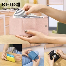 Women's Rfid Blocking Small Compact Bifold Leather Pocket Wallet Mini Purse Bag