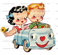 Waterslide Decal Image Transfer Vintage Kids Car Diy Upcycle Shabby Chic Craft