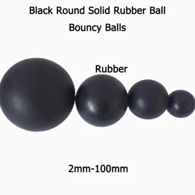 Schwarz Rund Vollgummiball Hüpfbälle Trainingsball Durchmesser 2mm -100mm - Bild 1 von 4