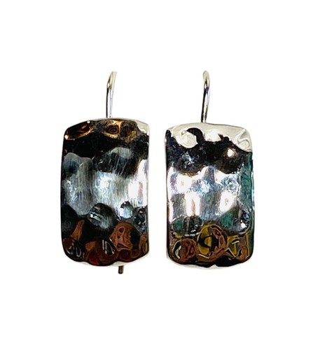 VTG Retired Silpada Sterling Silver Hammered Rectangular French Hook Earrings - Picture 13 of 24