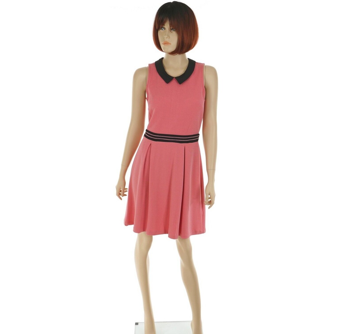 ELLE Women's X-SMALL Sleeveless CORAL DRESS with BLACK COLLAR & TRIM Gold Zipper | eBay ELLE Women's X-SMALL Sleeveless CORAL DRESS with BLACK COLLAR & TRIM Gold Zipper | eBay
