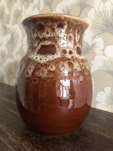 Vintage Studio Pottery Brown Glazed Honeycomb Vase - Picture 3 of 7