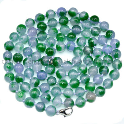 Green Lavender Multicolor Jade 8mm Round Gemstone Beads Necklace 14-100''
