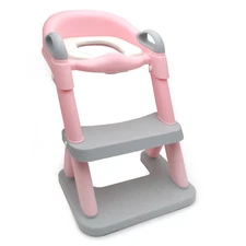 Pink Potty Training Toilet Seat Chair Ladder Step For Toddler Kids Boys & Girls
