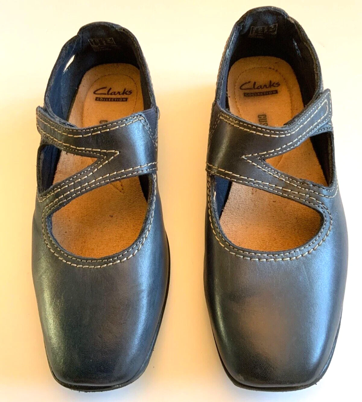 Scarpe Clarks Mary Jane UK 5 ballerine morbide in pelle blu navy favolose