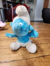 Vintage 1980 plush Smurf Stuffed Blue toy doll Peyo Wallace Berrie