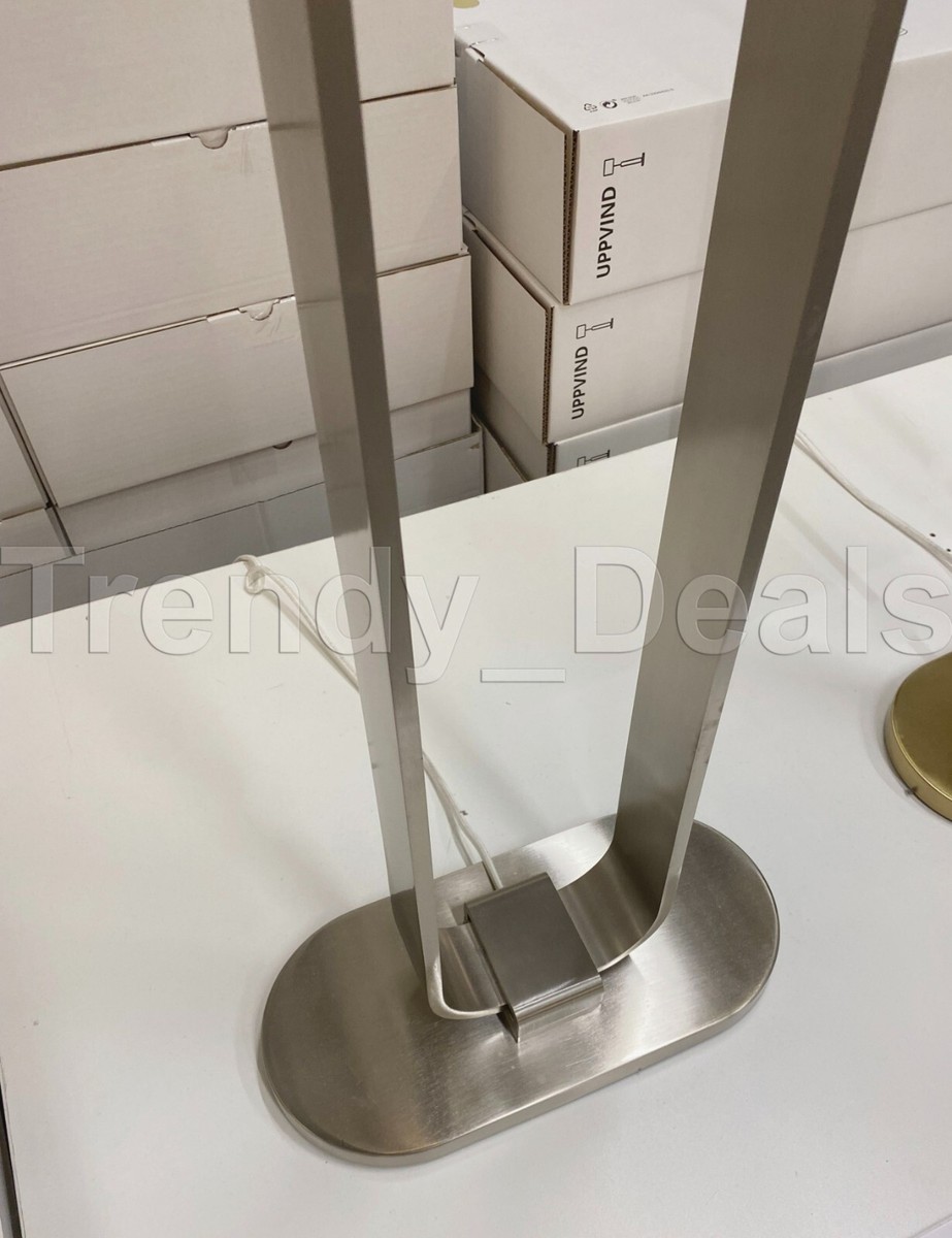 Ikea UPPVIND Floor Lamp Modern, Nickel Plated/White 59