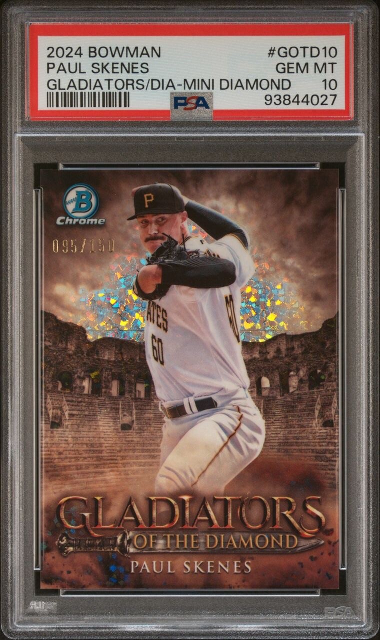 2024 BOWMAN PAUL SKENES Gladiators Of The Diamond Mini Diamond RC #/150 PSA 10