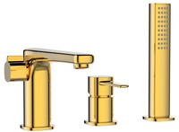 Gold Chrom 3 Loch Badewannenarmatur Herausziehbarer Duschgriff Platzsparende