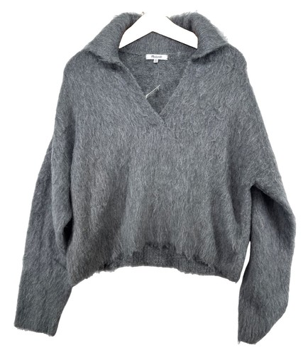 Madewell Donegal Elsmere Pullover Sweater Rib Knit Charcoal Gray