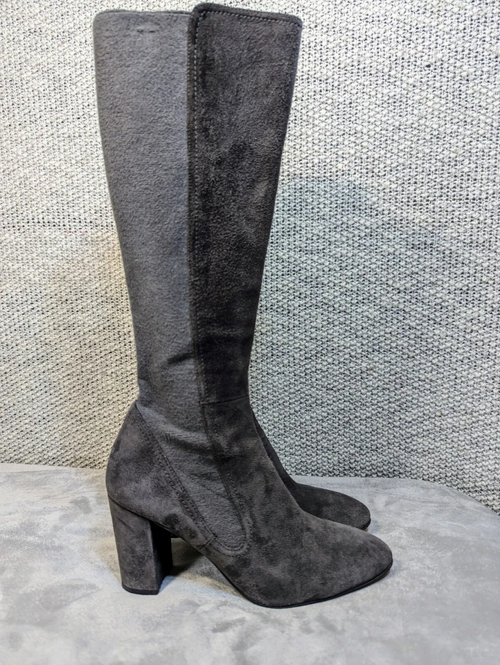 Botas altas Stuart Weitzman femininas 9.5 (adequado para 8.5) camurça cinza - Imagem 4 de 4