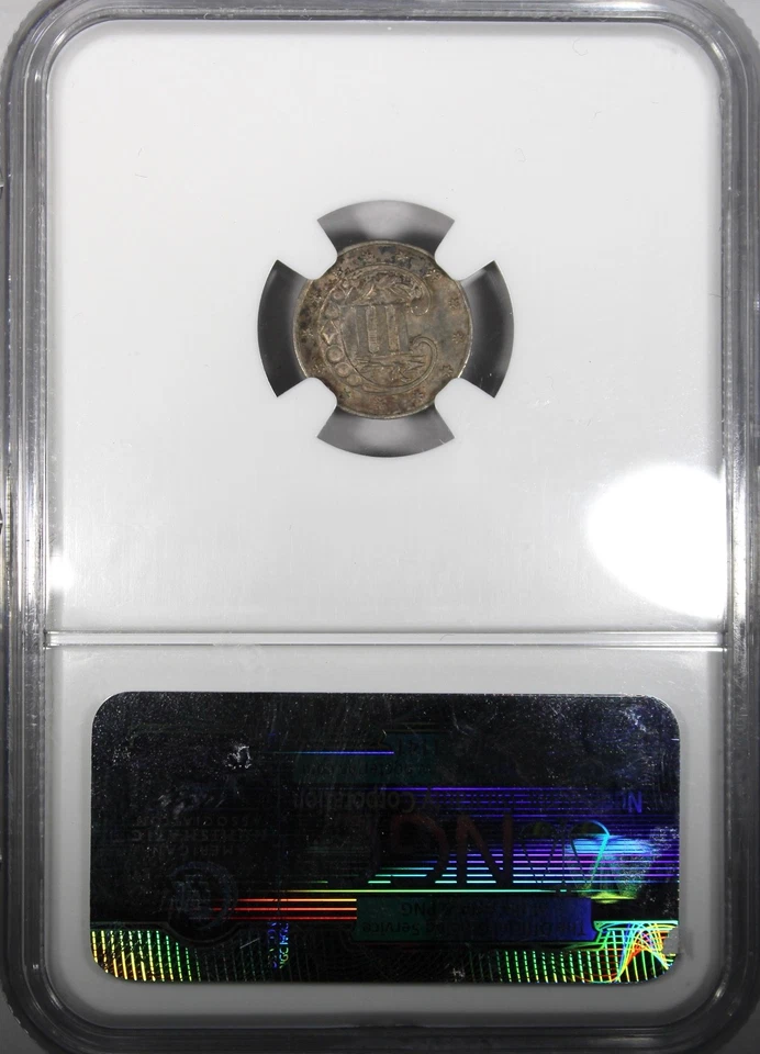 1861 Three Cent Silver NGC AU55 Circulated Civil War Date 3CS - Image 3 of 4