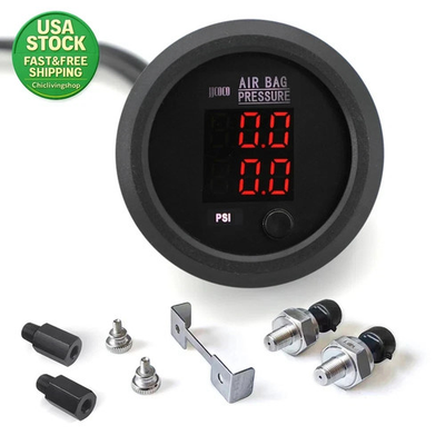 #ad Dual Digital Air Pressure Gauge Kit 2 1 16 52Mm 0 220 PSI 2 Sensors Adapters $47.99