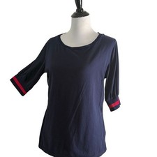 Ralph Lauren Navy Blue Red Stripe Top Preppy ...
