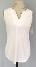 Women's Lulu B Solid Sleeveless V Neck Tank White Size XS UPF 50+ NWT Cooling