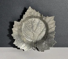 Clay Company Vineyard Gardens Pewter Salt Cellar Grape Leaf Design