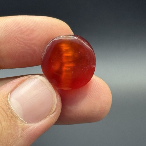 Véritable perle ancienne pierre de cornaline dzi en bon état - Photo 2/5