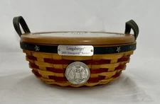 LONGABERGER 2005 INAUGURAL BASKET,   PROTECTOR, TIE-ON,  FABRIC,  CARD